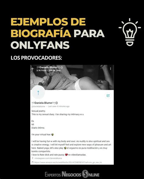 ejemplos de biografas para onlyfans|10 ideas de biografías de Onlyfans que convierten